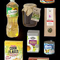 Assorted Packaged Food Products Including Bottled Beverages Boxed Grains And Canned Snacks