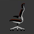 Ergonomic Red Leather Office Chair With High Backrest Armrests And Five Wheeled Base