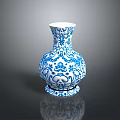 Elegant Blue And White Vase With Intricate Patterns For Home Decor 3d model