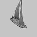White Sailboat Featuring Red Mast White Sails Deck Railings And Seating