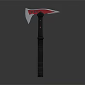 Red And Silver Axe With White Dots On Head And Black Textured Handle 3d model