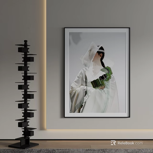 Landscape Painting As Wall Decoration In Modern Interior 3d model 