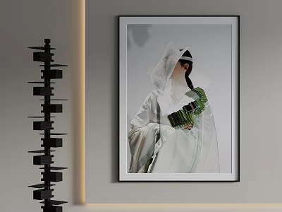 Landscape Painting As Wall Decoration In Modern Interior 3d model