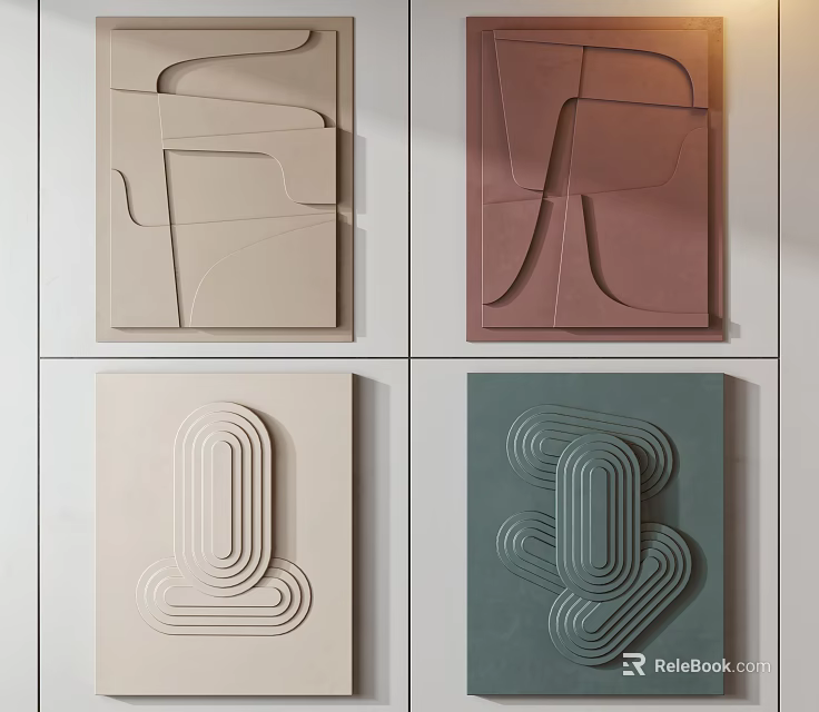 Modern Wall Decor With Geometric Shapes And Various Colors 3d model 