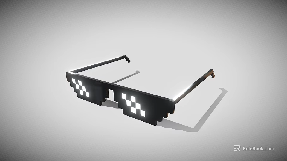 Pixel Style Sunglasses With Black Frame And Retro Pixelated Lenses 3d model 