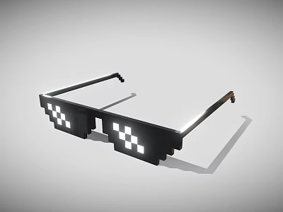 Pixel Style Sunglasses With Black Frame And Retro Pixelated Lenses 3d model
