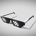 Pixel Style Sunglasses With Black Frame And Retro Pixelated Lenses