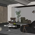Modern Living Room Interior Design With Black Leather Sofa Floor Lamp And Plant