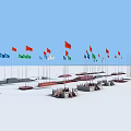 National Flags Display With Various Models In Different Shaped Arrangement
