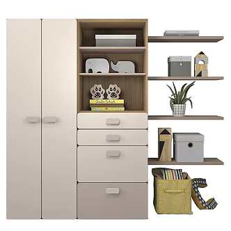 Modern Wardrobe Wall Rack Toy Book Box 3d model