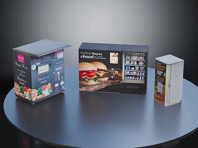 Tabletop Vending Machines With String Phones Food Display And Colorful Graphics 3d model