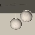 Two White Paper Pendant Lights Modern Minimalist Design Hanging From Ceiling 3d model