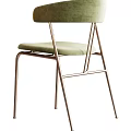 Modern Upholstered Dining Chairs With Brown Green Seats And Metal Legs