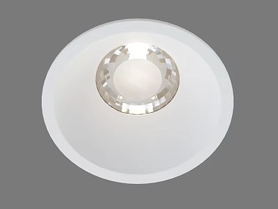 Modern White Round Downlight Spotlight with Crystal Center for Interior Lighting 3d model
