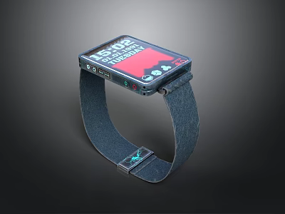 Smart Watch with Denim Strap Digital Display and Practical Daily Features 3d model