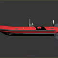 Red Inflatable Boat With Seats Console Gray Interior And Black Accents
