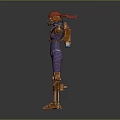 Robot Character With Red Head Purple Outfit And Orange Mechanical Parts Standing With Arms Outstretched