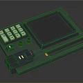 Green Portable Electronic Device With LCD Display Screen Numeric Keypad And Control Knobs