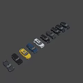Various Colored Cars Parked In A Row With Different Models And Styles