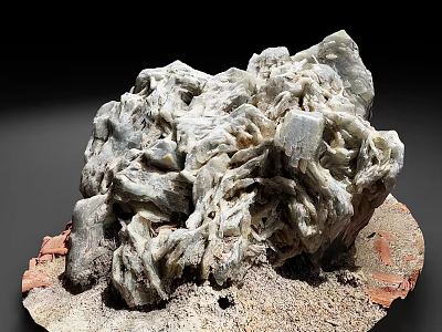 Natural Rockery Stone With Irregular Shape And Layered Texture On Display Base 3d model