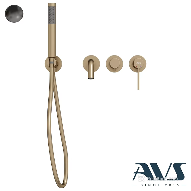 Modern Brass Bathroom Shower Faucet With Handheld Shower And Control Knobs 3d model 