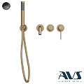 Modern Brass Bathroom Shower Faucet With Handheld Shower And Control Knobs