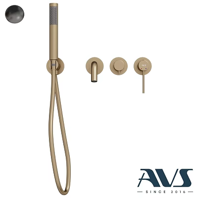 Modern Brass Bathroom Shower Faucet With Handheld Shower And Control Knobs 3d model