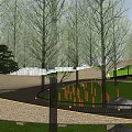 Curved Roadway Structure With Green Landscape And Arch Design In Park Setting