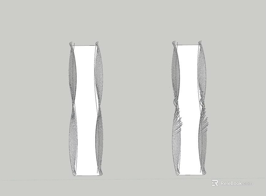 Modern Landscape Bridge Architectural Design Featuring Twin Curved Wireframe Structures 3d model