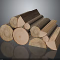 Stacked Natural Wood And Stone Materials With Various Cut Shapes And Textures
