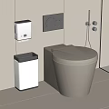 Modern Toilet in Contemporary Bathroom with Silver Trash Bin Toilet Paper Holder and Control Panel