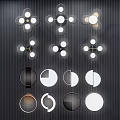 Modern Stylish Ceiling Lights Design On Dark Striped Ceiling With Multiple Circular Arrangement 3d model