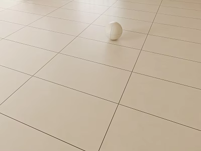 Beige Floor Tiles With Clean Layout And White Ball Accent 3d model