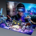 VR Gaming Experience With Controller Futuristic Characters And Digital Scene 3d model