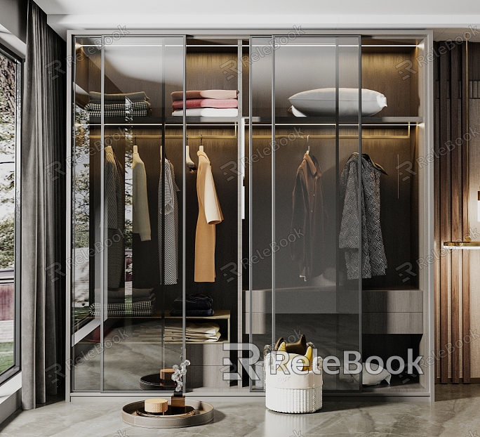 modern glass door wardrobe model