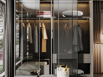 modern glass door wardrobe model