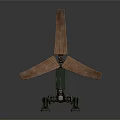 Industrial Mechanical Equipment With Three Copper Colored Blades And Sturdy Metal Stand