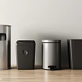 Modern Pedal And Manual Trash Bins In Silver Black For Home Wooden Floor Use