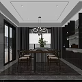 Modern Integrated Living And Dining Interior Design With Marble Finishes And Custom Display Cabinets
