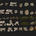 Various Types of Natural Stones and Wood with Different Textures and Shapes for Design