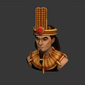 Egyptian Style 3D Game Movie Character With Golden Headdress Red Gemstone And Long Hair