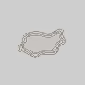 Stylish Irregular Shaped Rug with Wavy Black Lines and Light Gray Surface