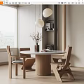 Quiet Dining Table and Chair Combination Dining Table and Chair 3d model