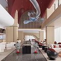 Luxurious Modern Hotel Lobby Interior With Artistic Chandelier Sofa Seating And Marble Floor