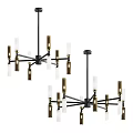 Modern Black and Gold Multi Arm Chandelier with White Candle Style Bulbs
