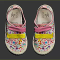 Kids Casual Canvas Shoes With Pink Upper Yellow Straps And Colorful Polka Dots