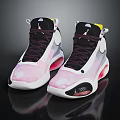 Stylish High Top Athletic Shoes Featuring Pink White Colorway Black Laces And Modern Design Details