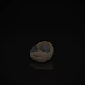 Beige Round Bean Bag Chair With Blue And White Checkered Cushions