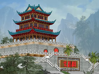 Wenchang Pavilion sutra depository Chinese loft tower 3d model