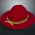 Stylish Red Hat With Brown Band And Knotted Rope For Daily Use